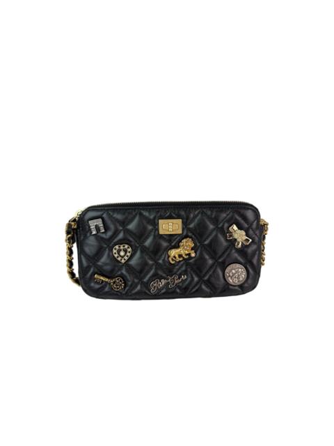 CHANEL Chanel Lucky Charms 2.55 Black Double Zip WOC Wallet Clutch Bag
