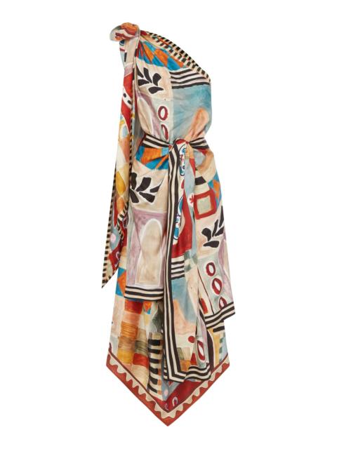 ALÉMAIS Michelle Scarf Silk Midi Dress