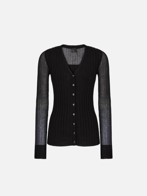 PINKO LIGHTWEIGHT RIBBED KNIT CARDIGAN