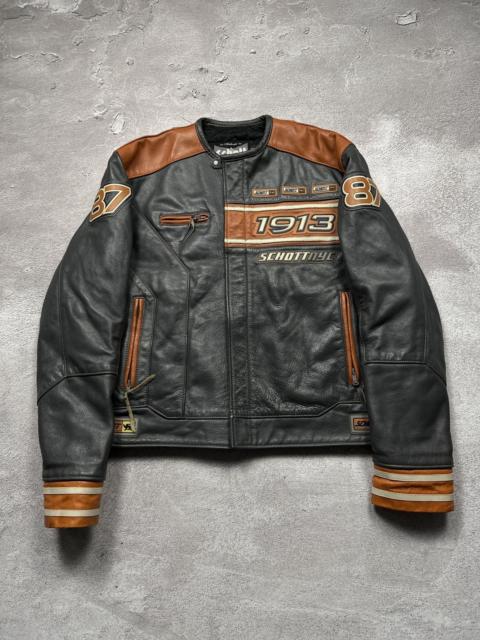 Schott Vintage 90s Schott Racing Logo Leather Jacket Made in USA