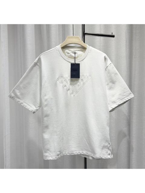 Prada Prada Triangle Logo Cotton White Short Sleeve T-Shirt
