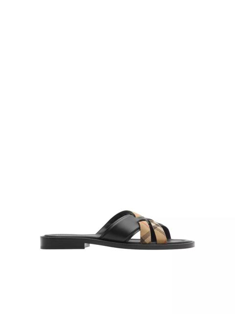 Burberry Men's Check and Leather Drift Sandals