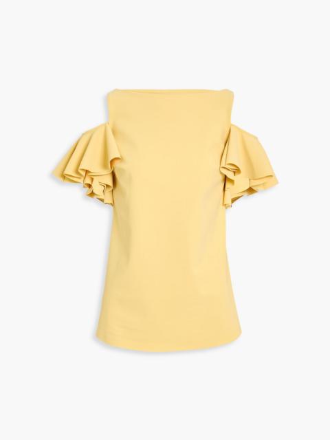 Other Designers Tatina ruffled stretch-jersey cold-shoulder top