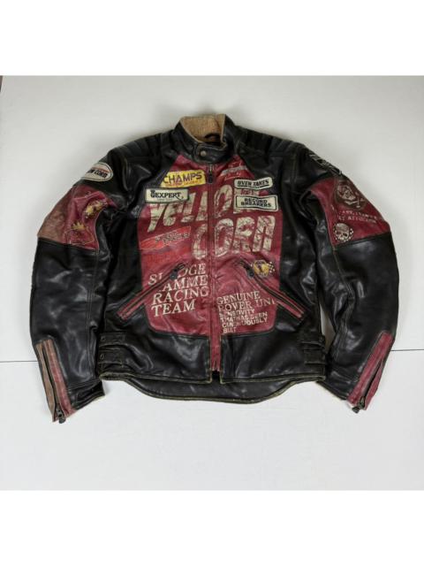 Other Designers Yellow Corn Leather Padded Racing Jacket