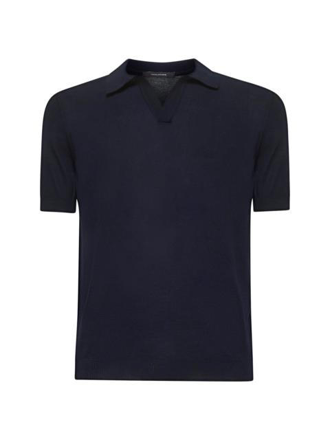 TAGLIATORE - Tagliatore Men Blue Cotton Knit Polo Shirt