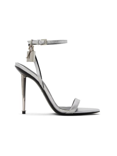 TOM FORD Silver Nappa Padlock Pointy Naked Heeled Sandals
