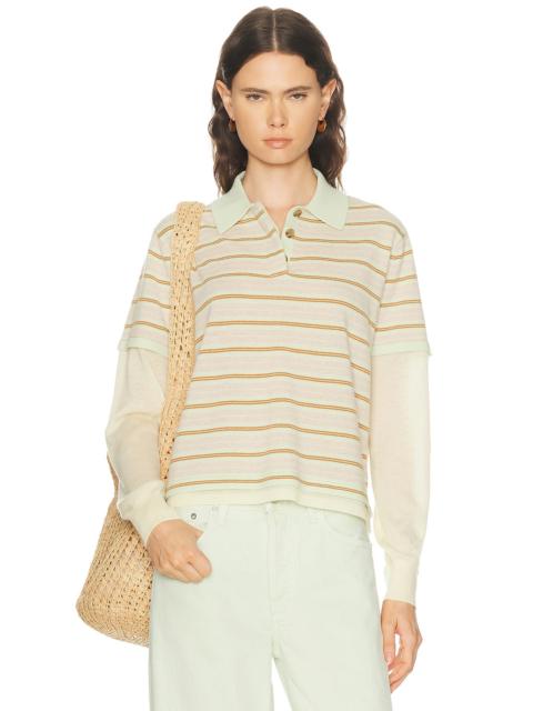 GUEST IN RESIDENCE Layered Stripe Rugby Sweater