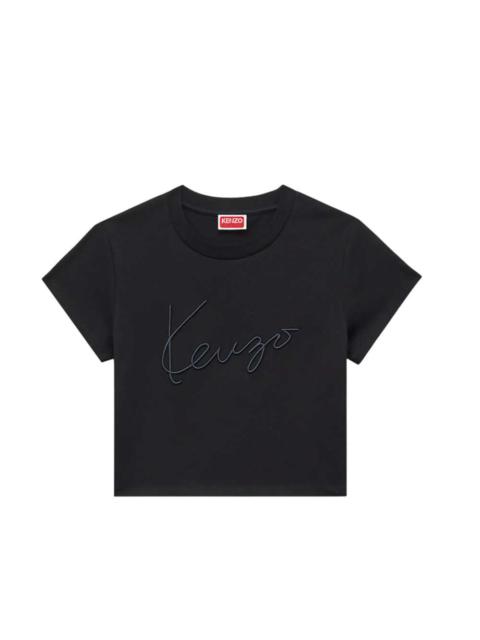 KENZO Kenzo Women `Kenzo Signature` Embroidered Cotton Cropped T-Shirt