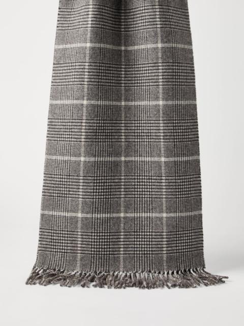 Brunello Cucinelli Cashmere Prince of Wales double cloth scarf with hood