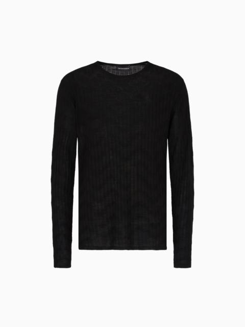 EMPORIO ARMANI PATTERNED KNIT WOOL AND SILK BLEND JUMPER
