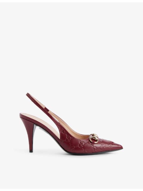 GUCCI Erin GG horsebit heeled leather pumps