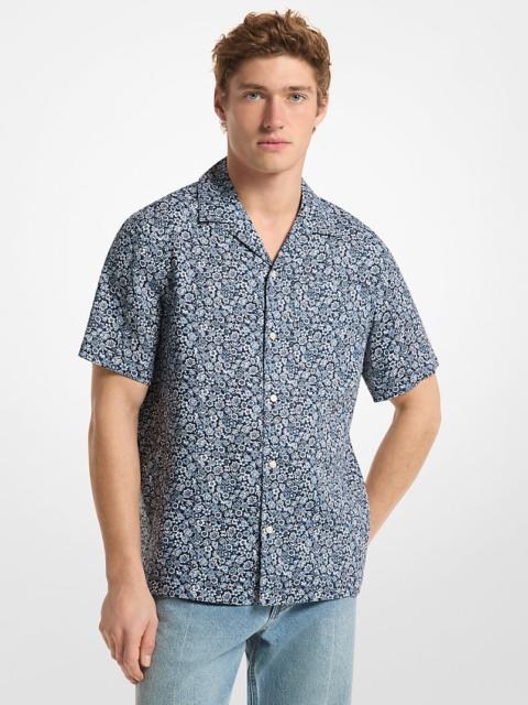 MICHAEL KORS Floral Print Linen Camp Shirt