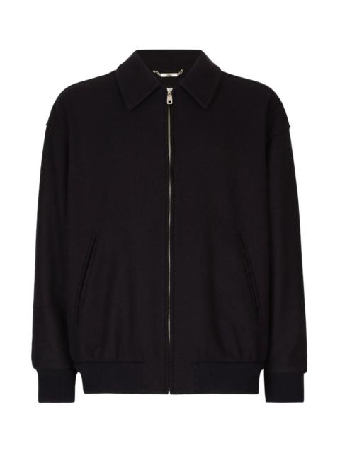 Dolce & Gabbana LOGO-PLAQUE ZIP-UP BOMBER JACKET