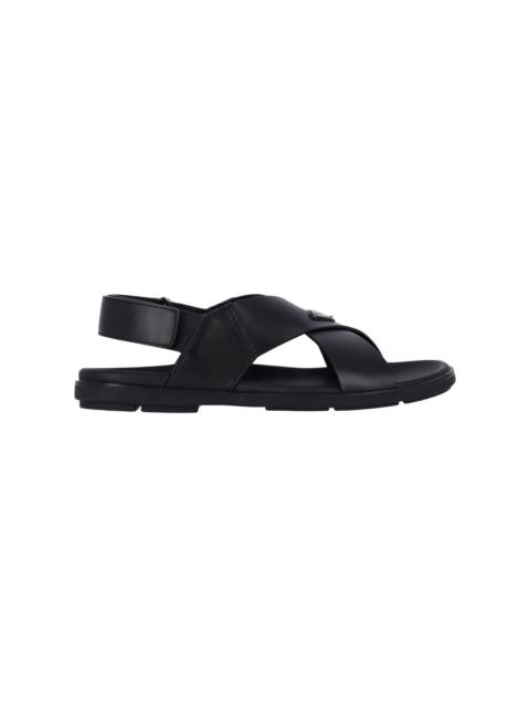 Prada LOGO CROSSED SANDALS