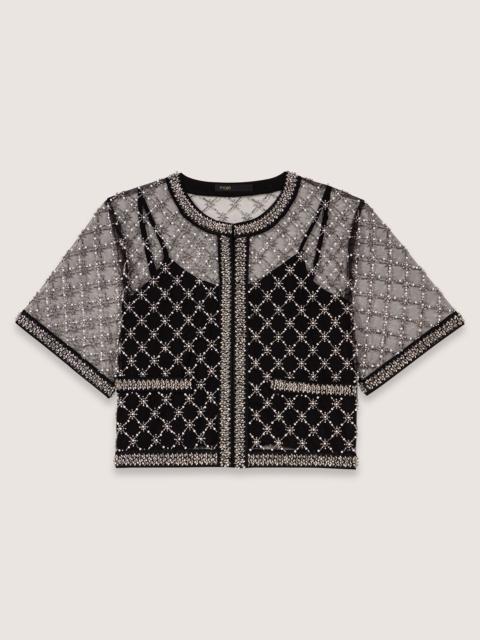 maje Embroidered tulle top