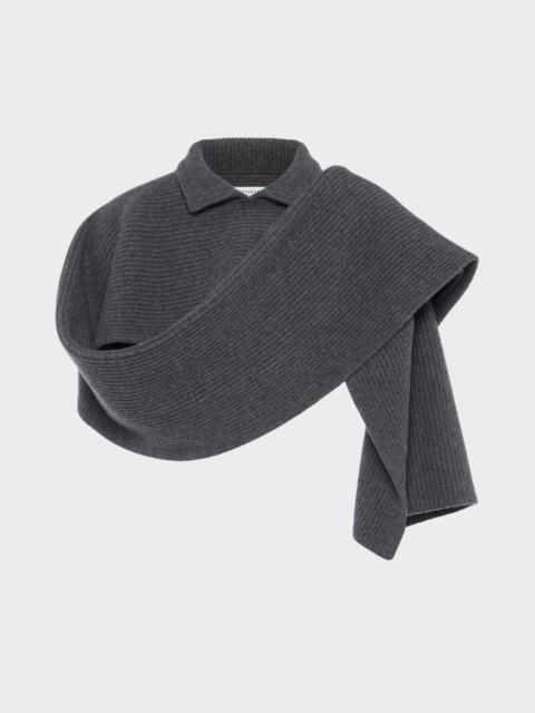 Maison Margiela Ribbed wool scarf with collar
