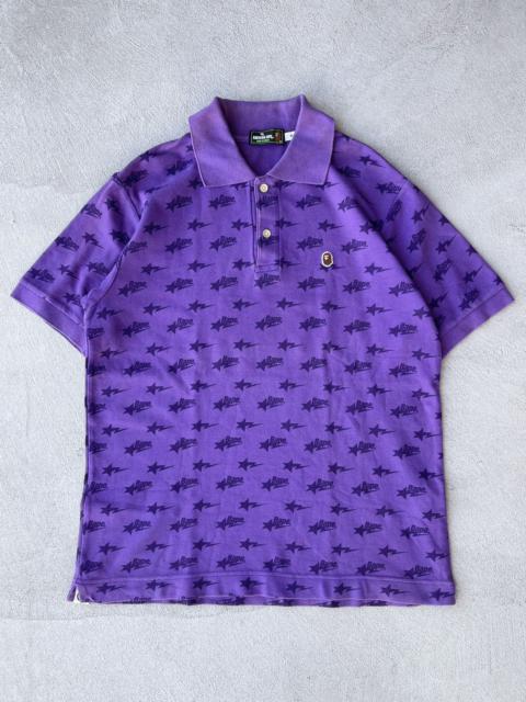 A BATHING APE® STEAL! 2000s Bape Purple Bapesta Polo Shirt (M)