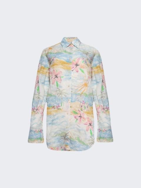 CHRISTOPHER ESBER Crimped Bahia Shirt Hibiscus Print