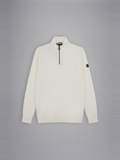 Paul & Shark BRETAGNE WOOL HALF ZIP SWEATER WITH ICONIC BADGE