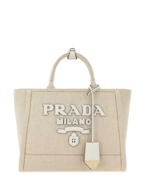 Prada Prada Women Sand Canvas Shopping Bag