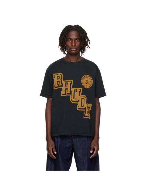 Black 'Rhude' Collegiate Crest T-shirt