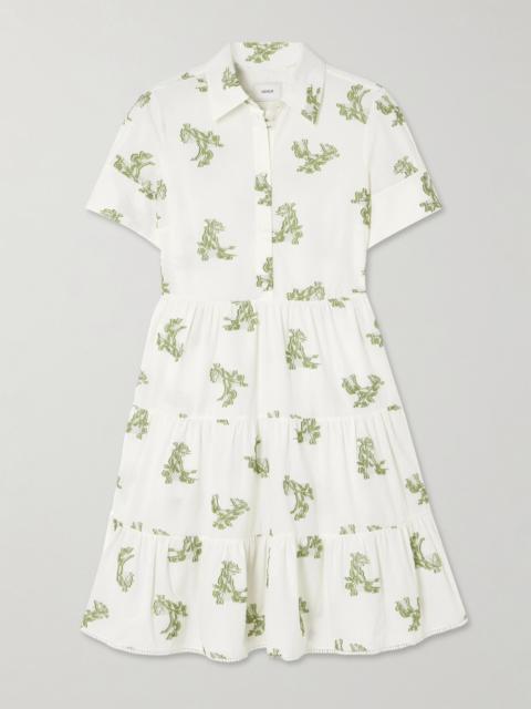 Erdem Embroidered gathered fil coupé cotton mini dress Ivory