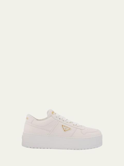 Prada Downtown Leather Low-Top Platform Sneakers