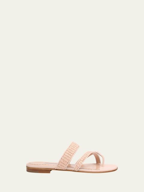 Manolo Blahnik Susara Woven Flat Slide Sandals