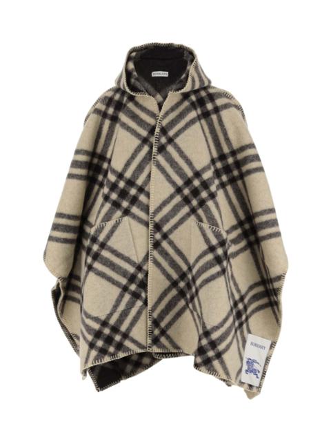 Wool Cape With Check Pattern