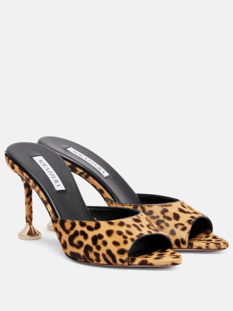 AQUAZZURA Bisous 85 leopard-print calf hair mules