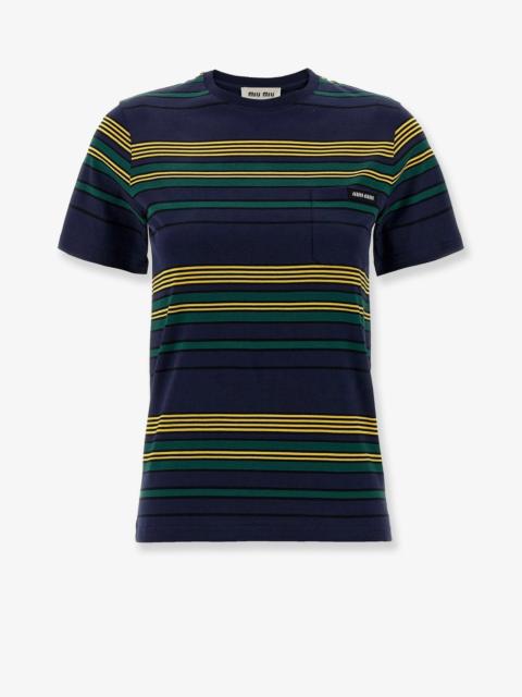 Miu Miu Cotton T-Shirt With Striped Pattern