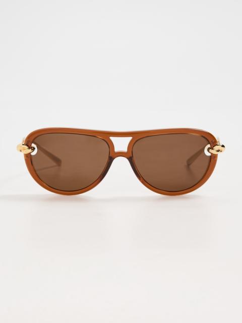Bottega Veneta Knot Acetate & Metal Aviator Sunglasses