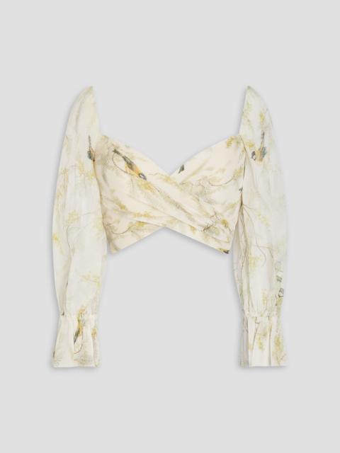 Zimmermann Cropped printed plissé-organza top