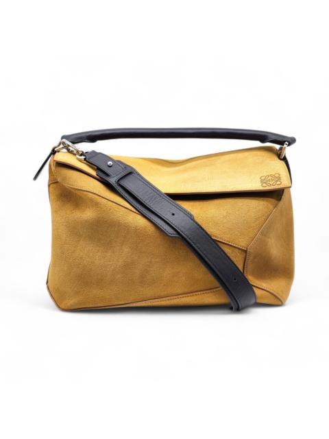 Loewe Men's Puzzle Suede Leather Shoulder Crossbody Bag Tan - NEW