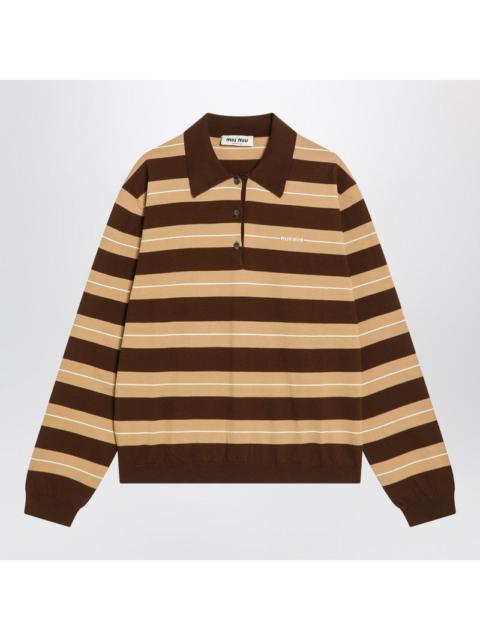 Miu Miu Miu Miu Long Sleeve Polo Cocoa/Caramel Women