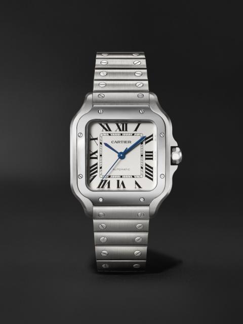 Cartier Santos Automatic Medium 35.1mm Stainless Steel Interchangeable Leather Watch, Ref. No. CRWSSA0029 Wh