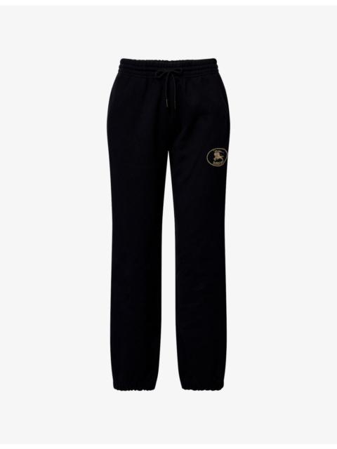 Burberry Brand-Embroidery Straight-Leg Cotton-Jersey Jogging Bottoms