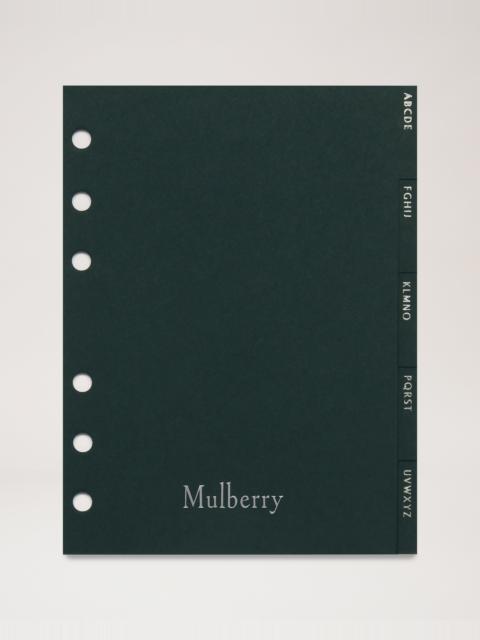 Mulberry Agenda Contacts Dividers Insert
Mulberry Green Paper