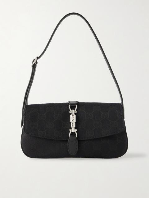 GUCCI Jackie Mini Leather-trimmed Canvas-jacquard Shoulder Bag