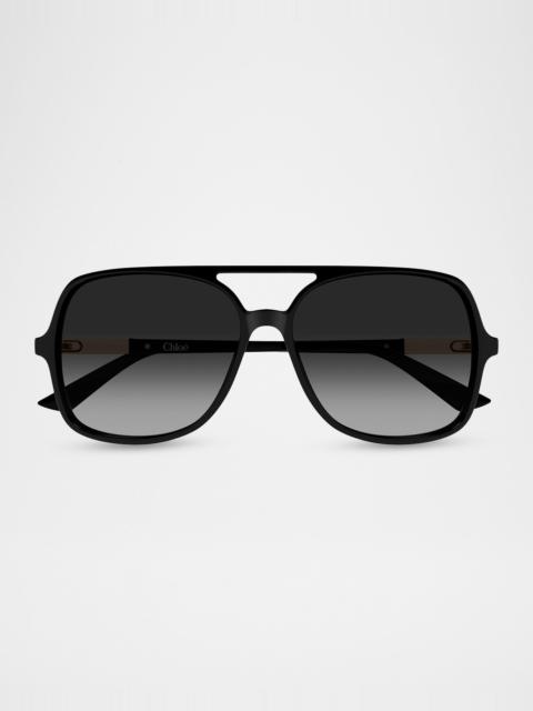 Chloé 57mm Acetate Aviator Sunglasses