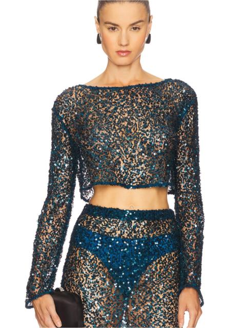 LAPOINTE Net Paillette Top