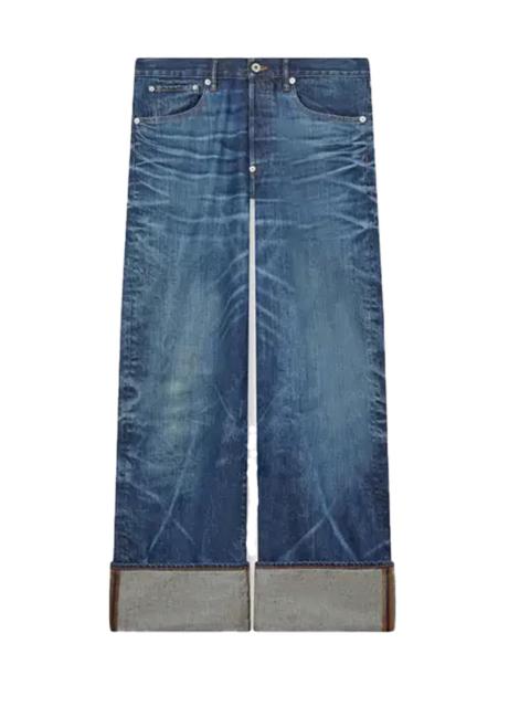 KENZO Kenzo Turn Up Wide Fit Jeans Stone Bl Dirty Blue Denim