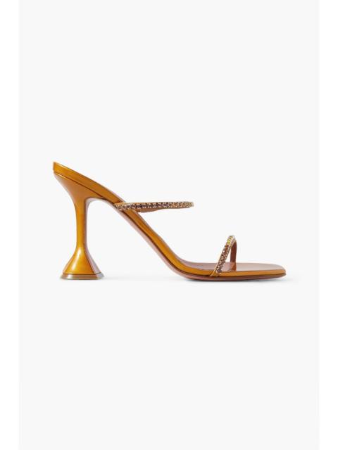 Amina Muaddi Gilda crystal-embellished patent-leather mules