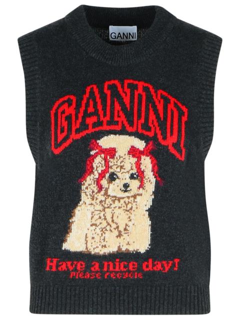 GANNI Ganni Black Wool Blend Vest