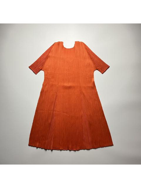 Other Designers Issey Miyake Pleats Please - Pleats Please Midi Dress in Orange