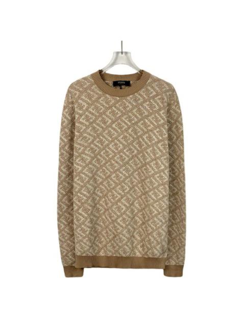 FENDI Fendi Mens Cotton Beige Geometric Pattern Crew Neck Sweater Size 50