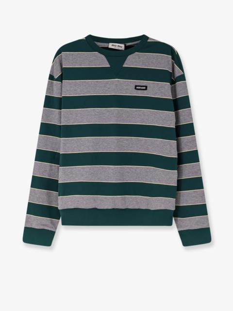 Miu Miu Miu Miu Cotton Sweatshirt With Striped Pattern