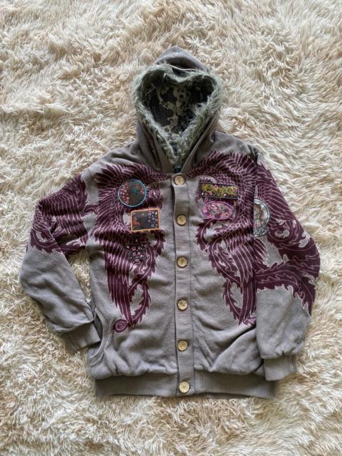 Other Designers Japanese Brand - Meikyo Water Stop Japan Overprint Fleece-Lined Hoodie