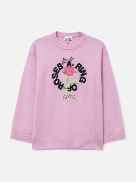 GANNI GRAPHIC WOOL OVERSIZED CREWNECK