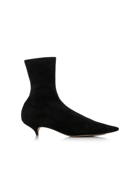 The Row Liisa Suede Booties black
